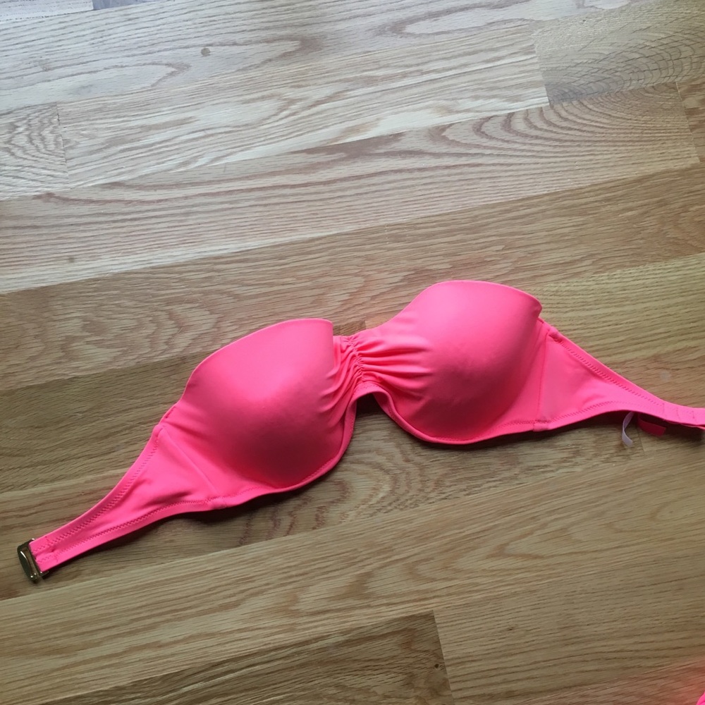 Victoria Secret Swim bandeau top neon peach 34 DD